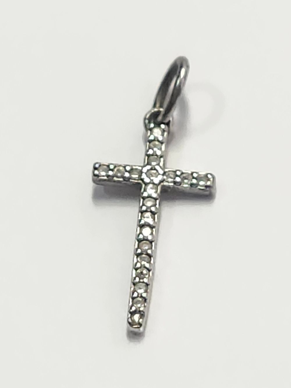 Rhinestone Sterling Silver Cross Pendant Charm 925 LA CN